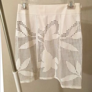 Lafayette 148 White Leather Skirt